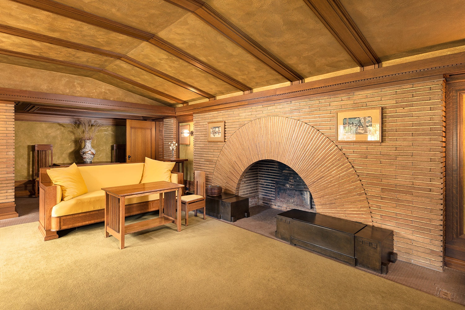 BILD can include in the interior design fireplace art painting couch furniture chair chair wood and architecture