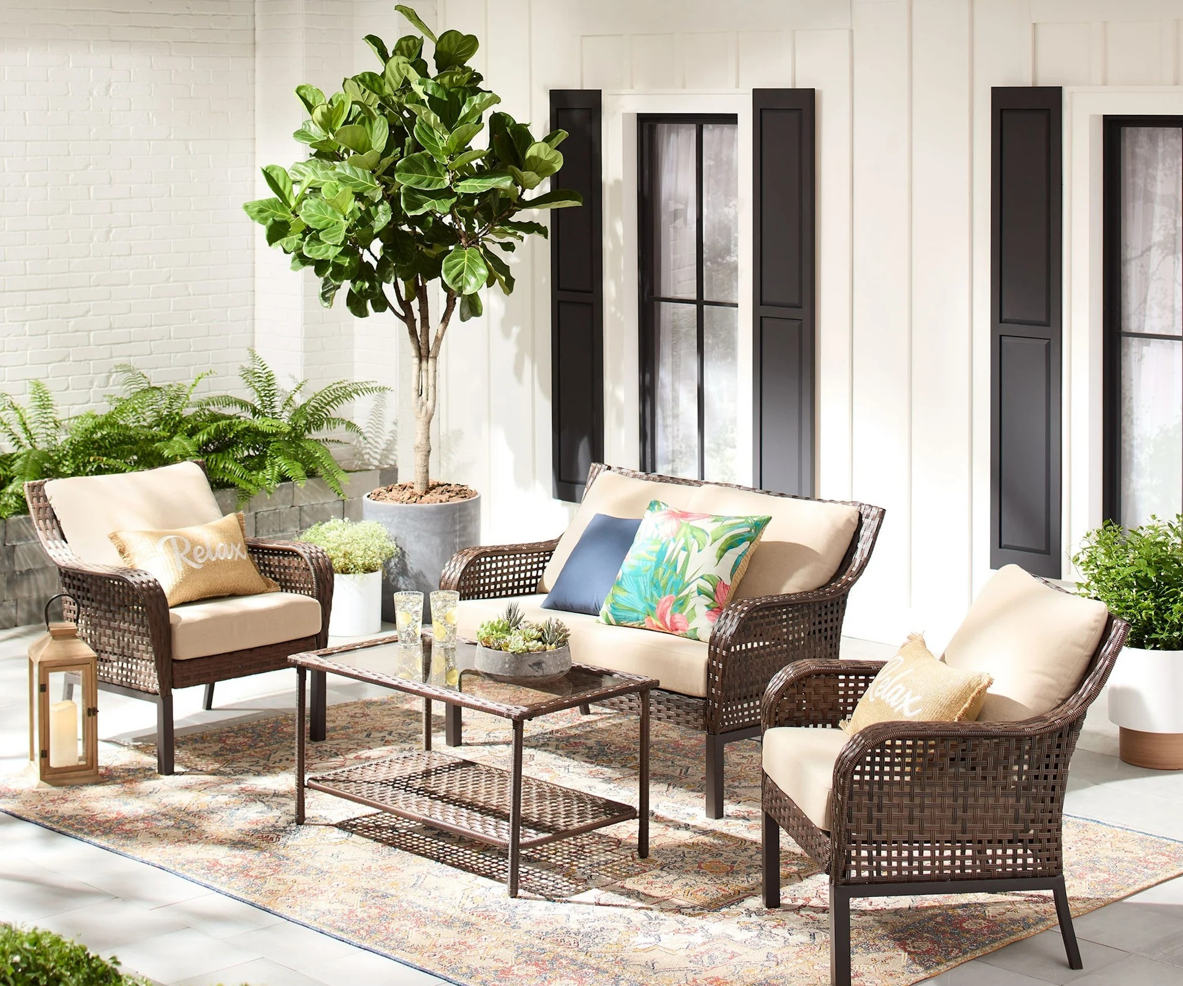 Main support Tuscany Ridge Wicker Patio set with sofa and two chairs