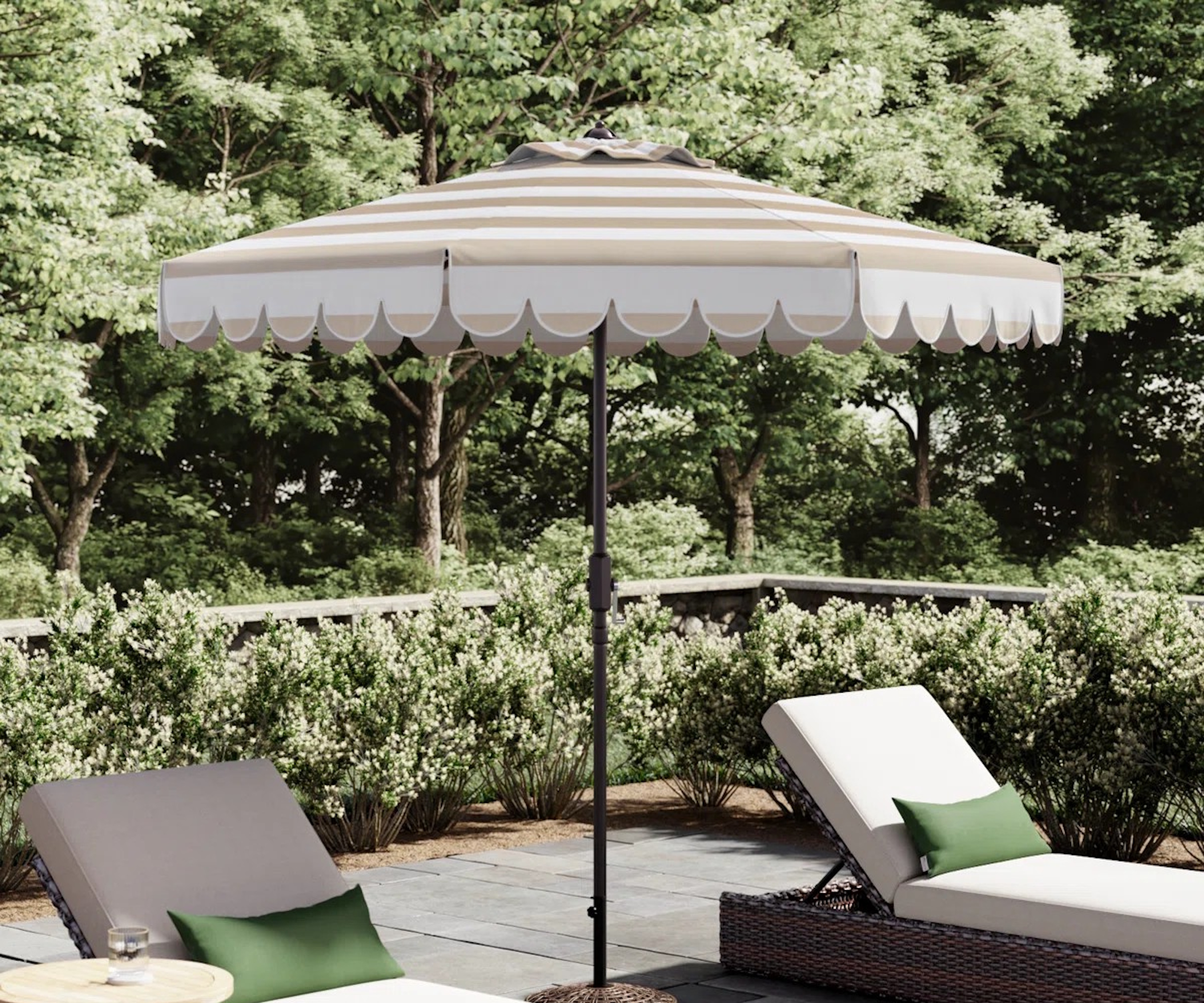 Natalee Tilt Market umbrella through birch lane with beige and white stripes
