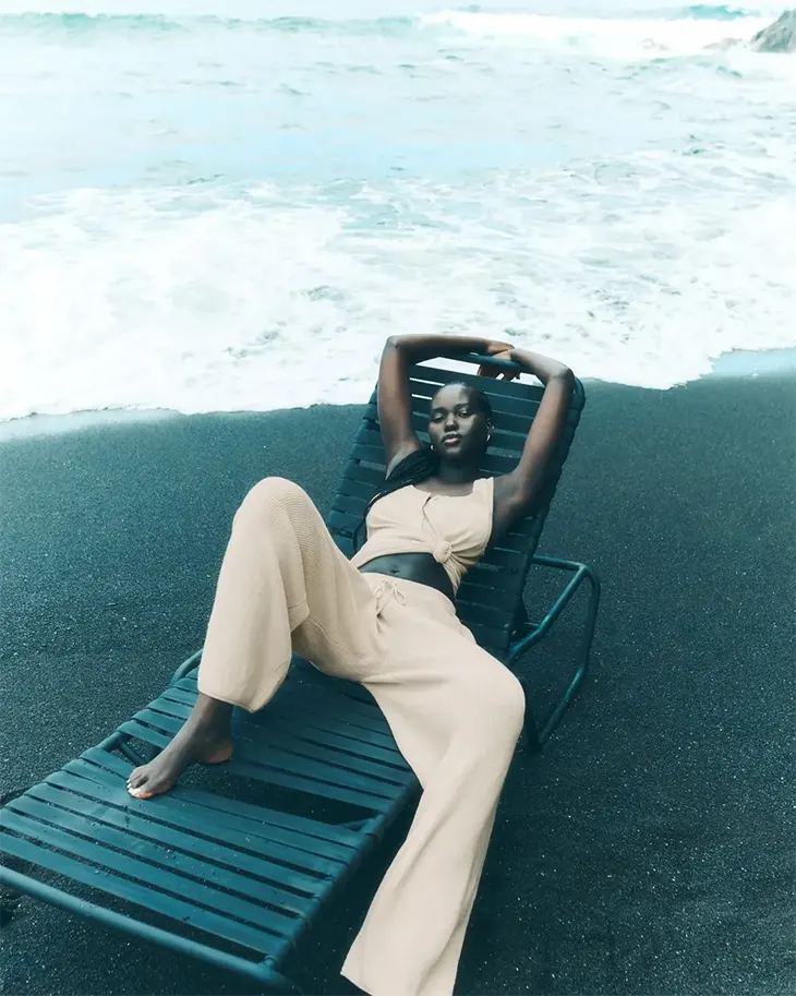 Adut Akech leads the summer 2025 campaign from Alo Yoga