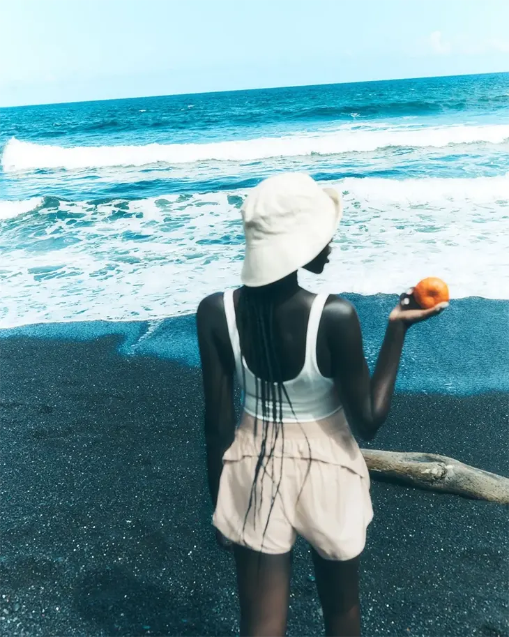 Adut Akech leads the summer 2025 campaign from Alo Yoga