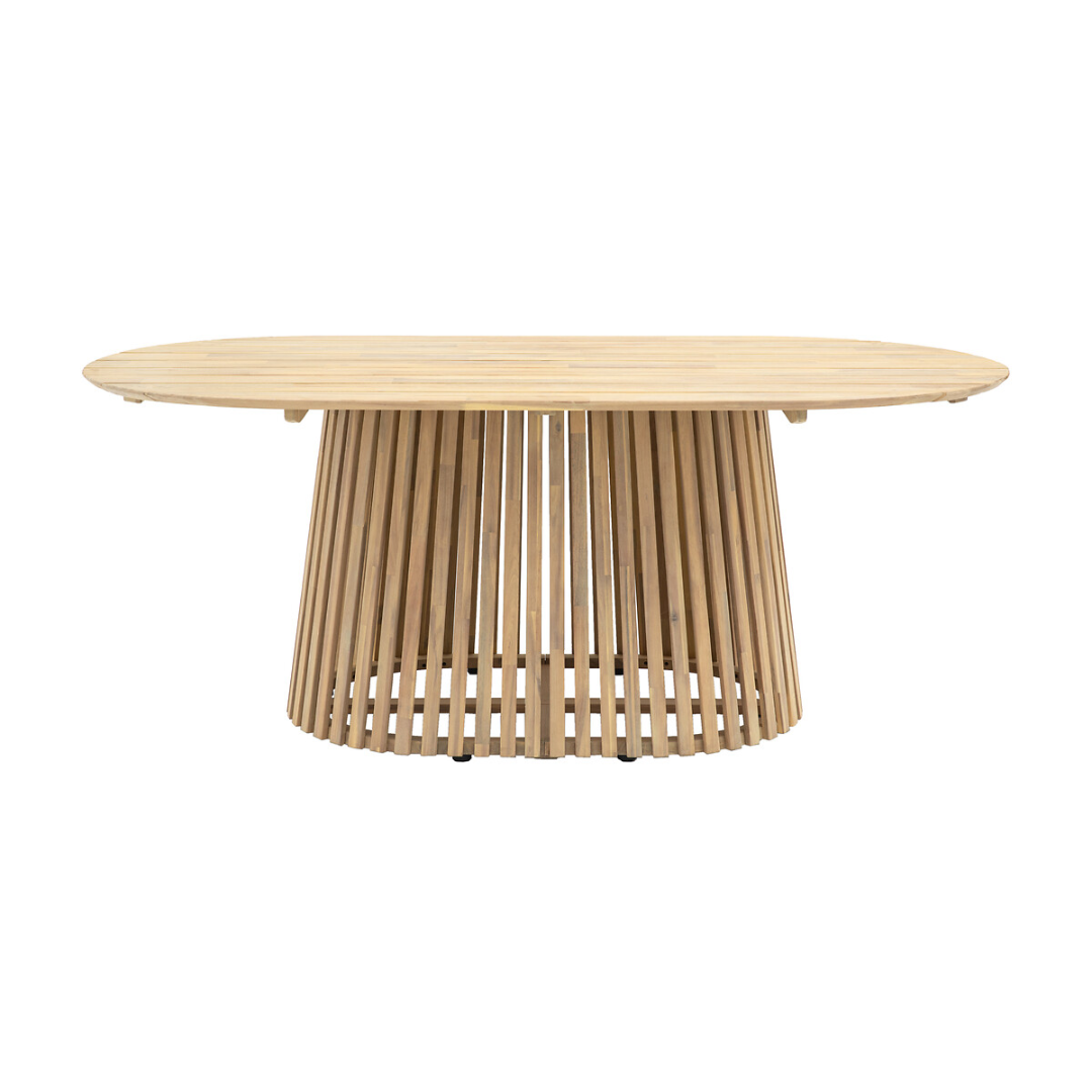 Geneva honey eucalyptus slat leg outdoor dining table