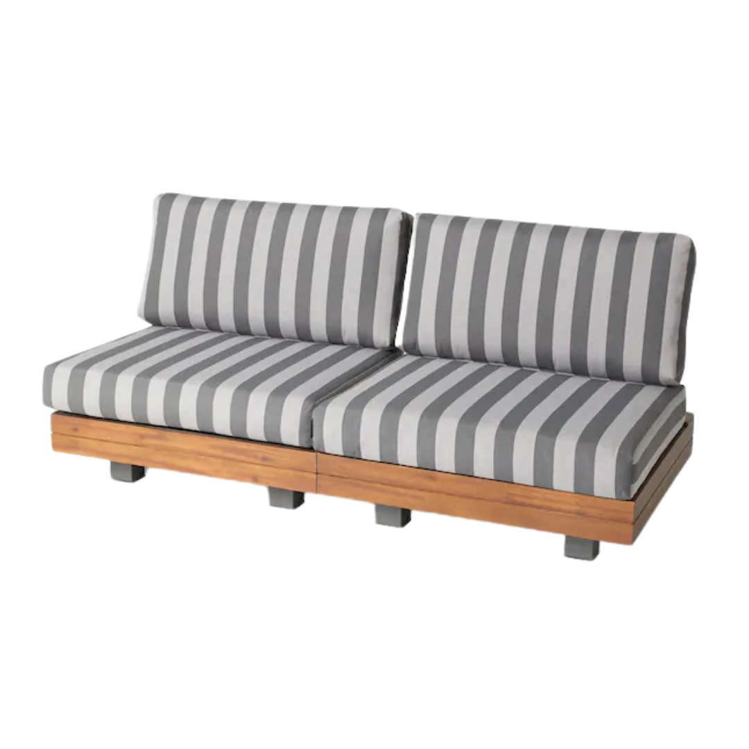 Made.com gray stripe avarna garden 2 seat sofa