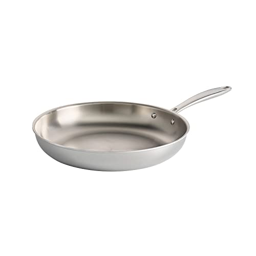 Tramontina Seattle Tri-L-Ly-dressed stainless steel 12-inch frying pan, willingness to induce, dishwasher, NSF-certified, manufactured in Brazil