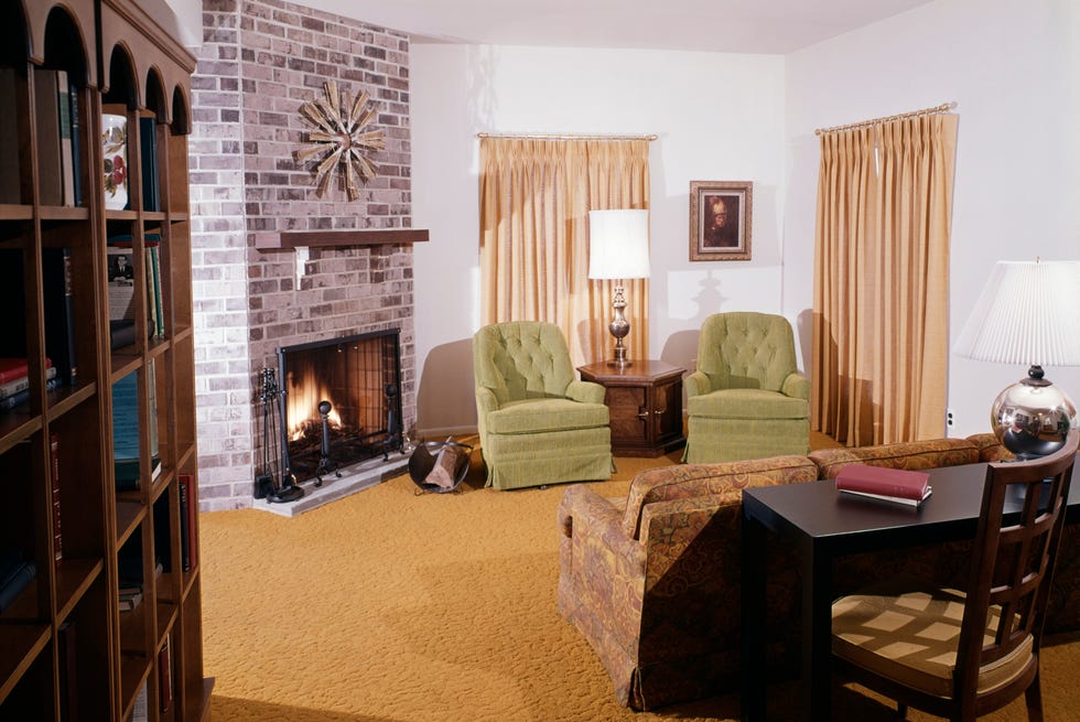A living room of the 1970s