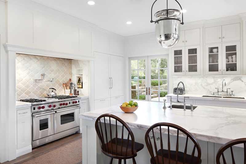 White farmhouse kitchen in the luxury house