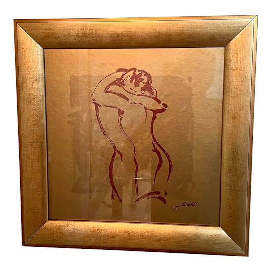 Hug a few gold tone framed art print