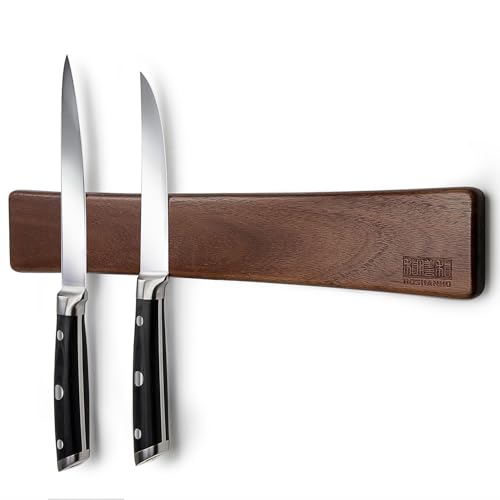 Hoshanho Magnetic knife strip, magnetic knife holder for wall 16 inches, acacia wood knife magnetic stripes as a knife rod, knife holder for kitchen utensil organizer