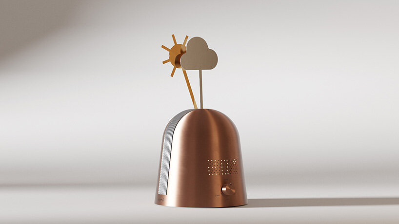 Kinetic device from Gustav Rosén reflects the sky conditions with metal weather symbols