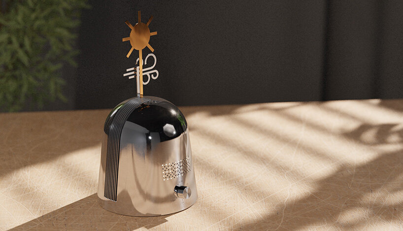 Kinetic device from Gustav Rosén reflects the sky conditions with metal weather symbols