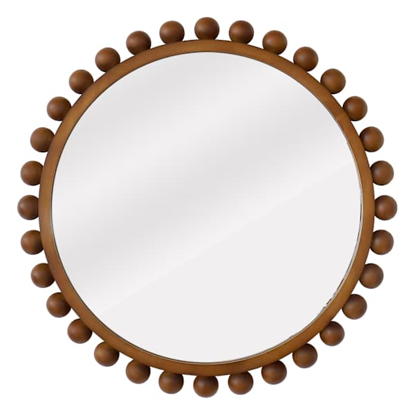 Wood pearls wall mirror, 30"