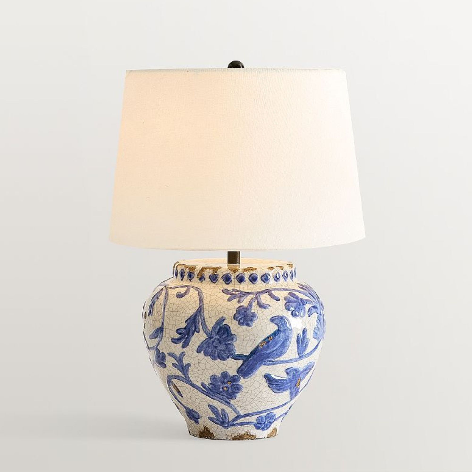 Blue and white terracotta lamp