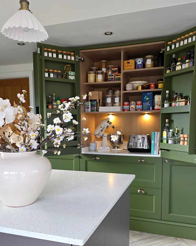 Open food chamber in a newly renovated kitchen.