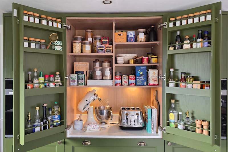 Open food chamber in a newly renovated kitchen.