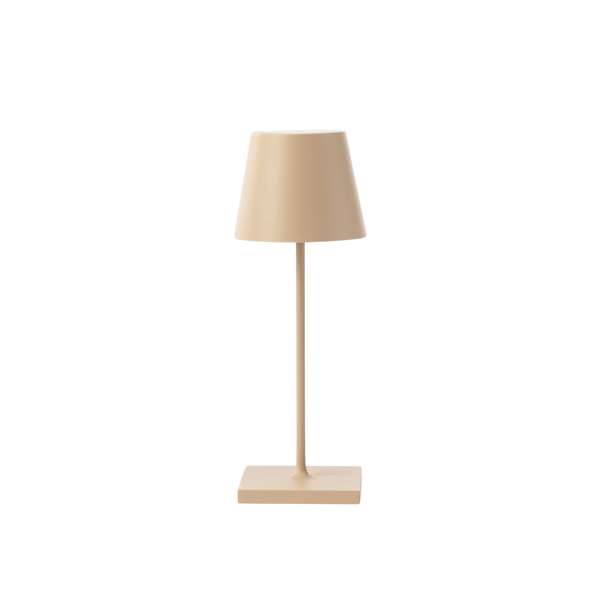 A sand -colored table lamp with a drum -shaped color