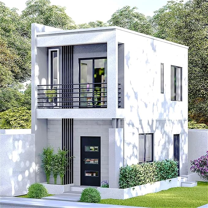 Illustration of a small two -story house.