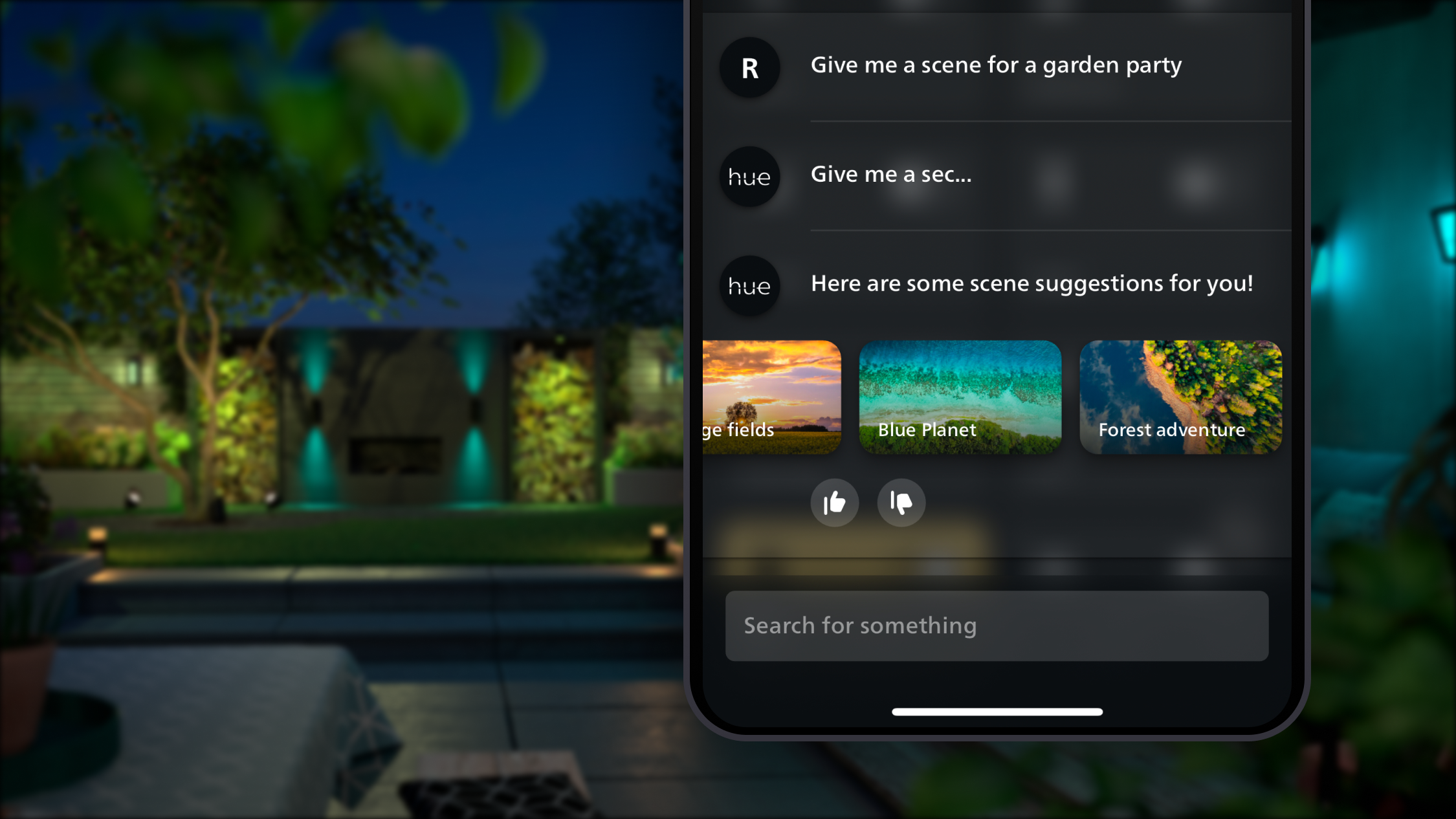 Screen -grave from AI assistant in the Philips Hue App