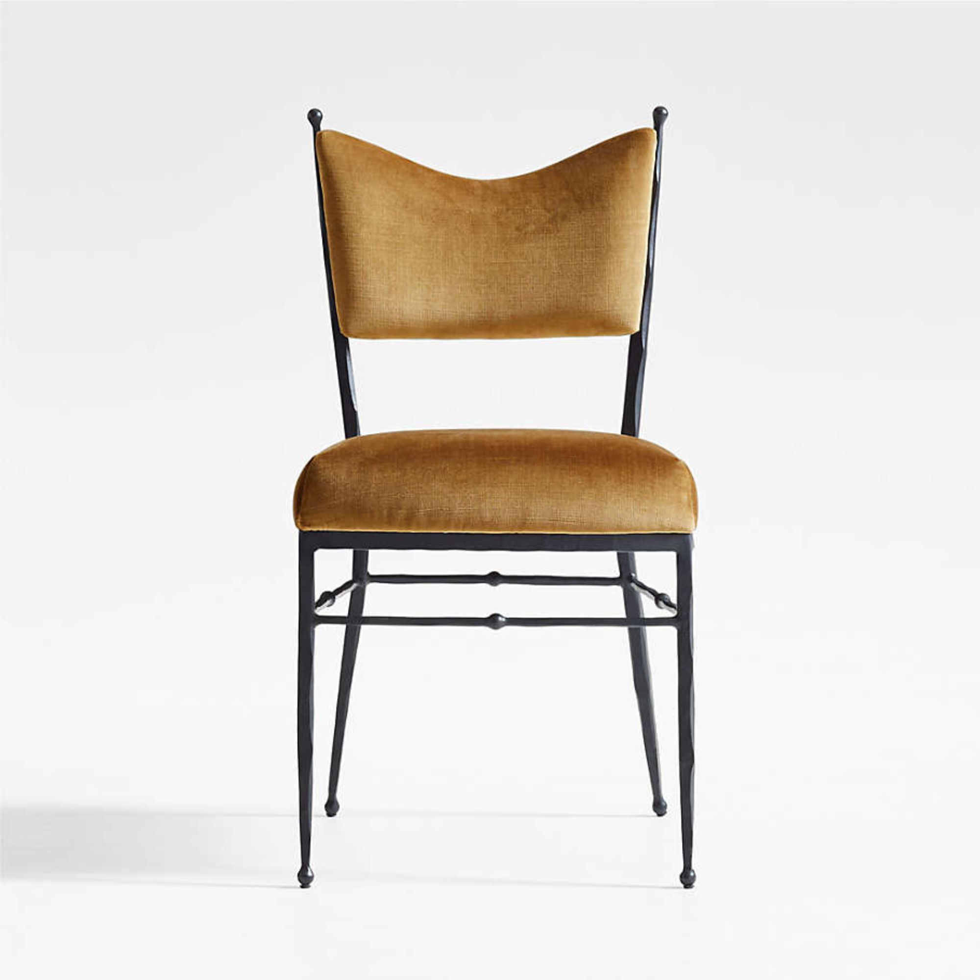 Rodin Ocker Velvet Ess -side chair by Athena Calderone