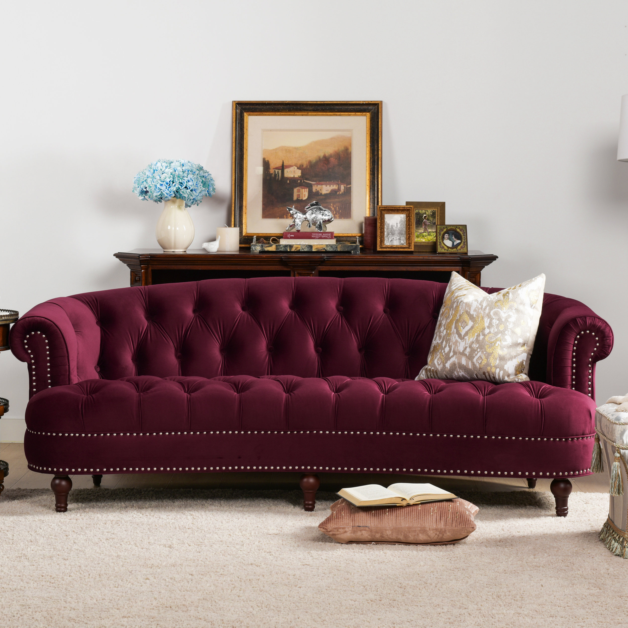 Joannes Velvet rolled Arm Chesterfield