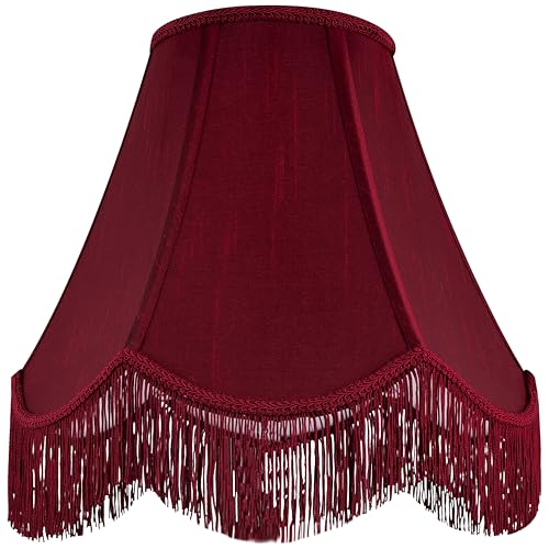 Go & Sun Set of 2 Burgundian Red Silk Back Lamp Shadow, Flower Black Measure With Burgundy Coloring Remedial Cladding, 6