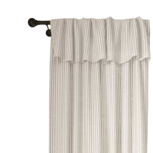 John Lewis, Cotton Strip -Flop over Voile Panel Slot Top/Hidden Tab, Putty, W140 x drop 137cm