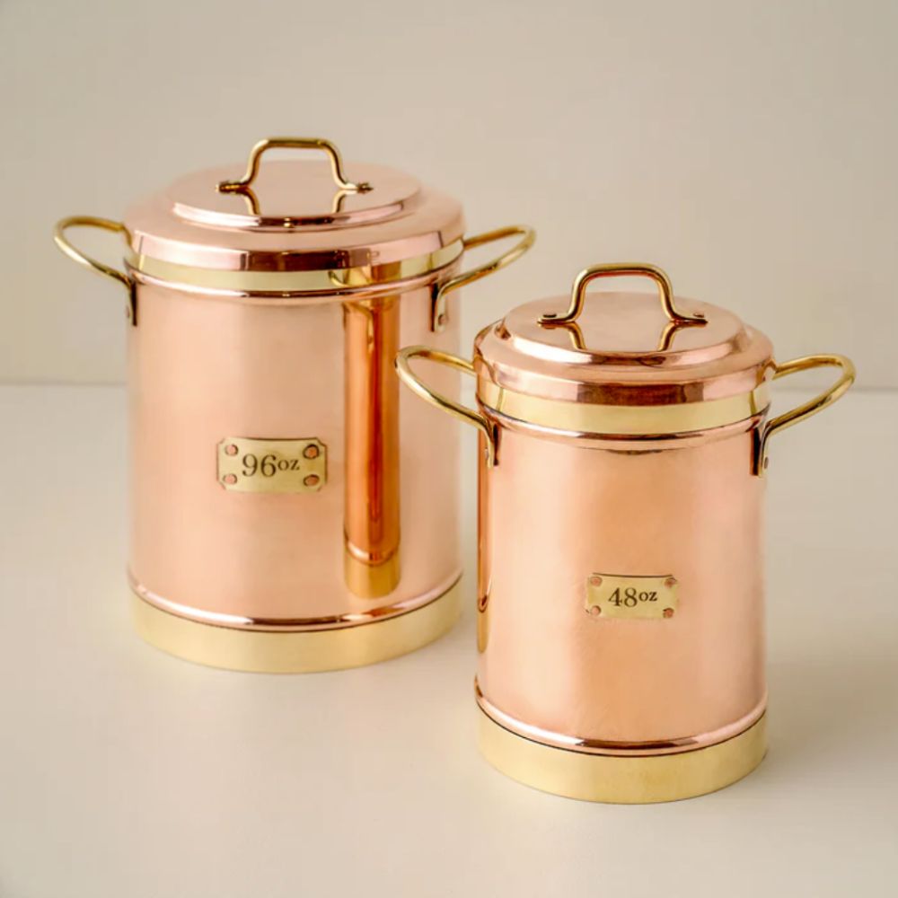 Couple copper cans in vintage style