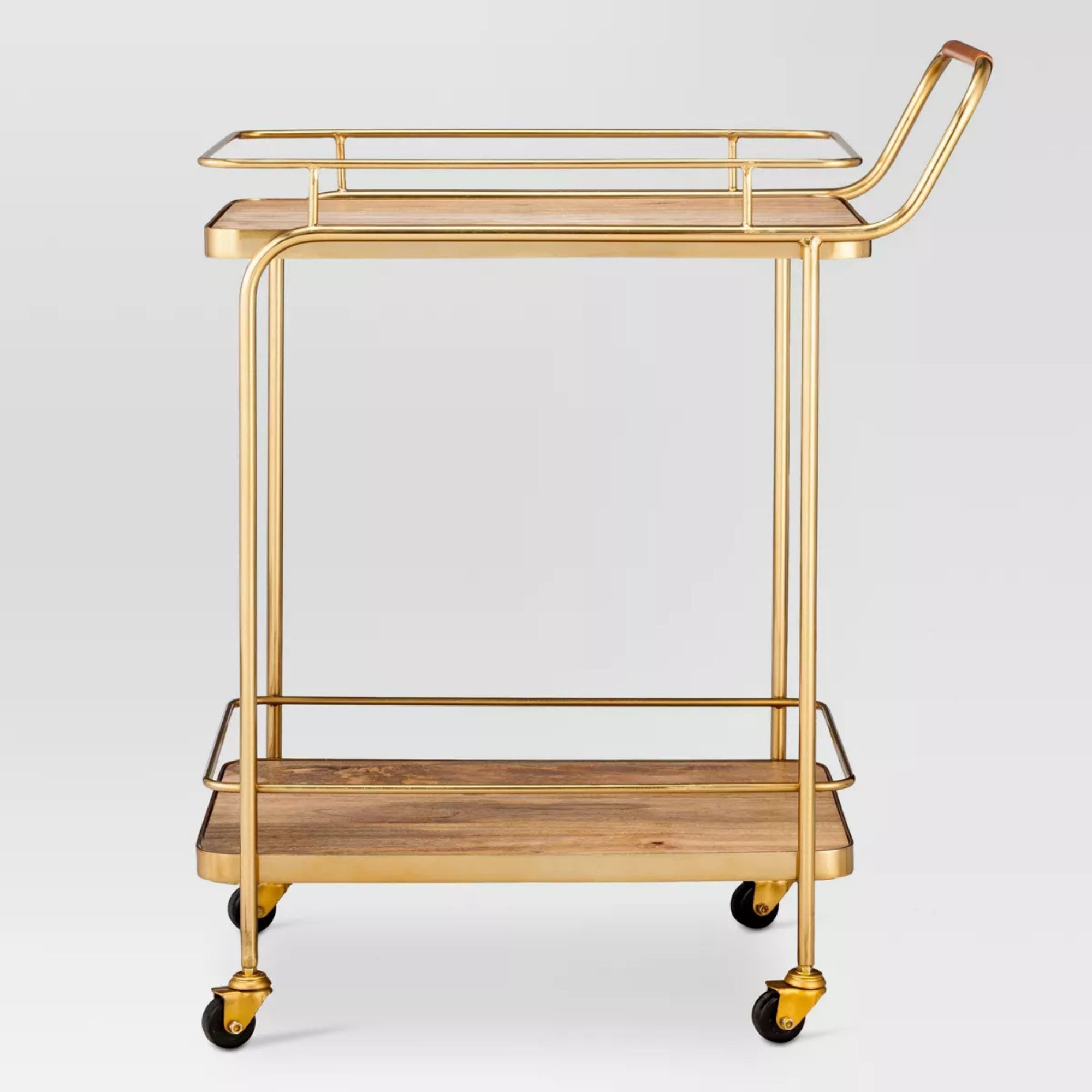 Gold and wooden bar carts