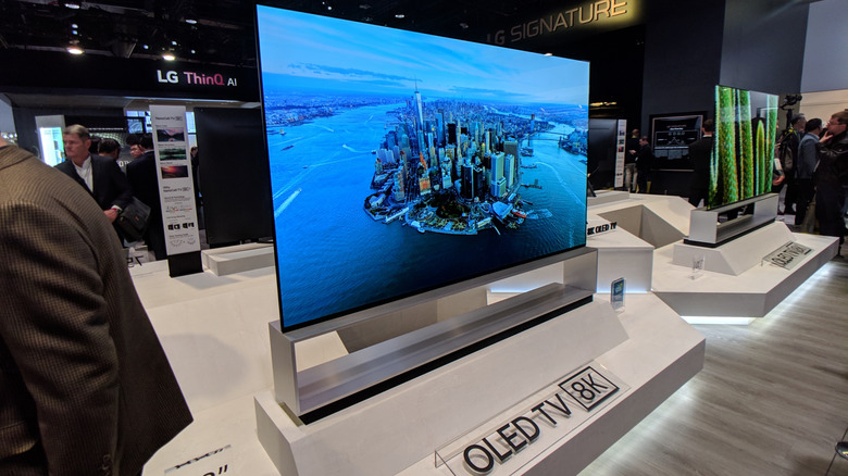 An LG OLED TV that is exhibited on an Expo.