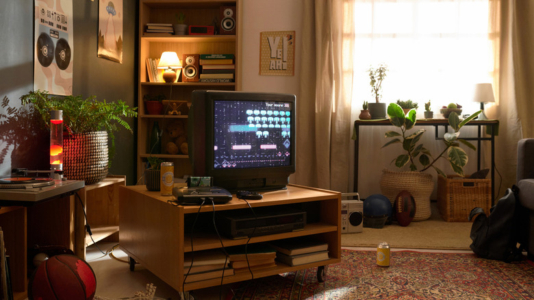 Retro style living room with elements of the 1980s