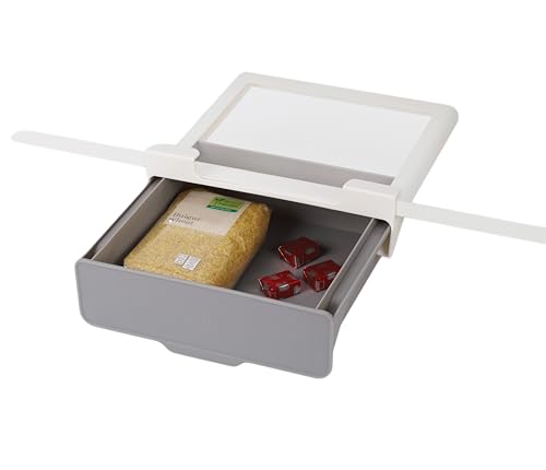 Joseph Joseph Troppboardstore under shelf drawer kitchen cabinet storage organizer, space saving, gray/ white