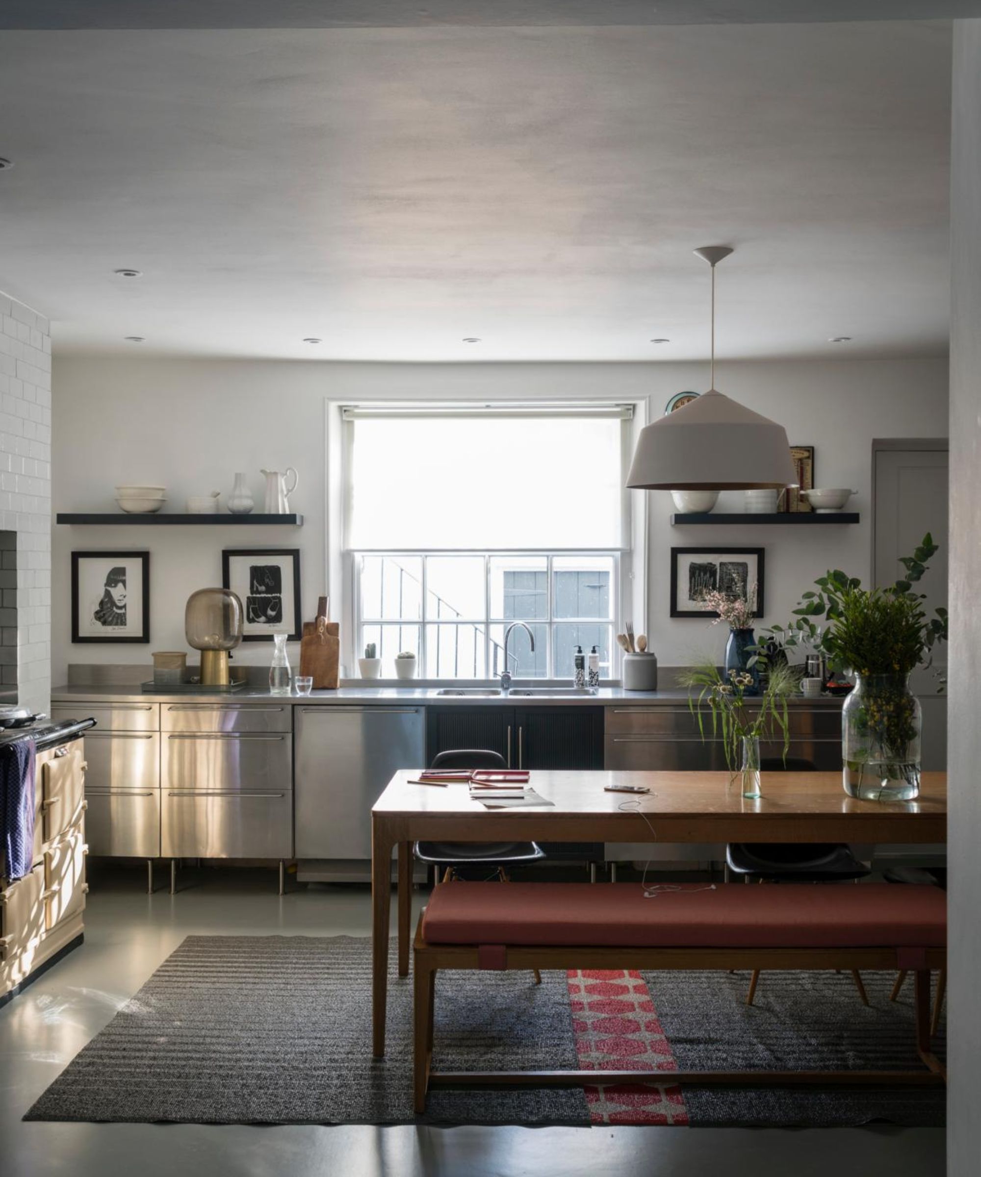 Kitchen with stainless steel units