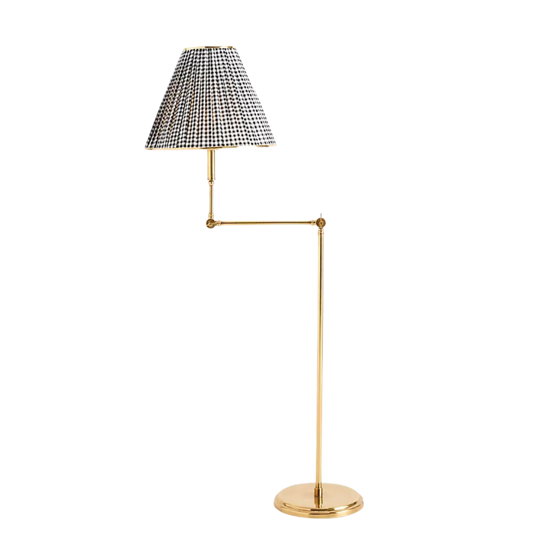Lee Ruched Articulation Printed Shade Brass Stall Lamp