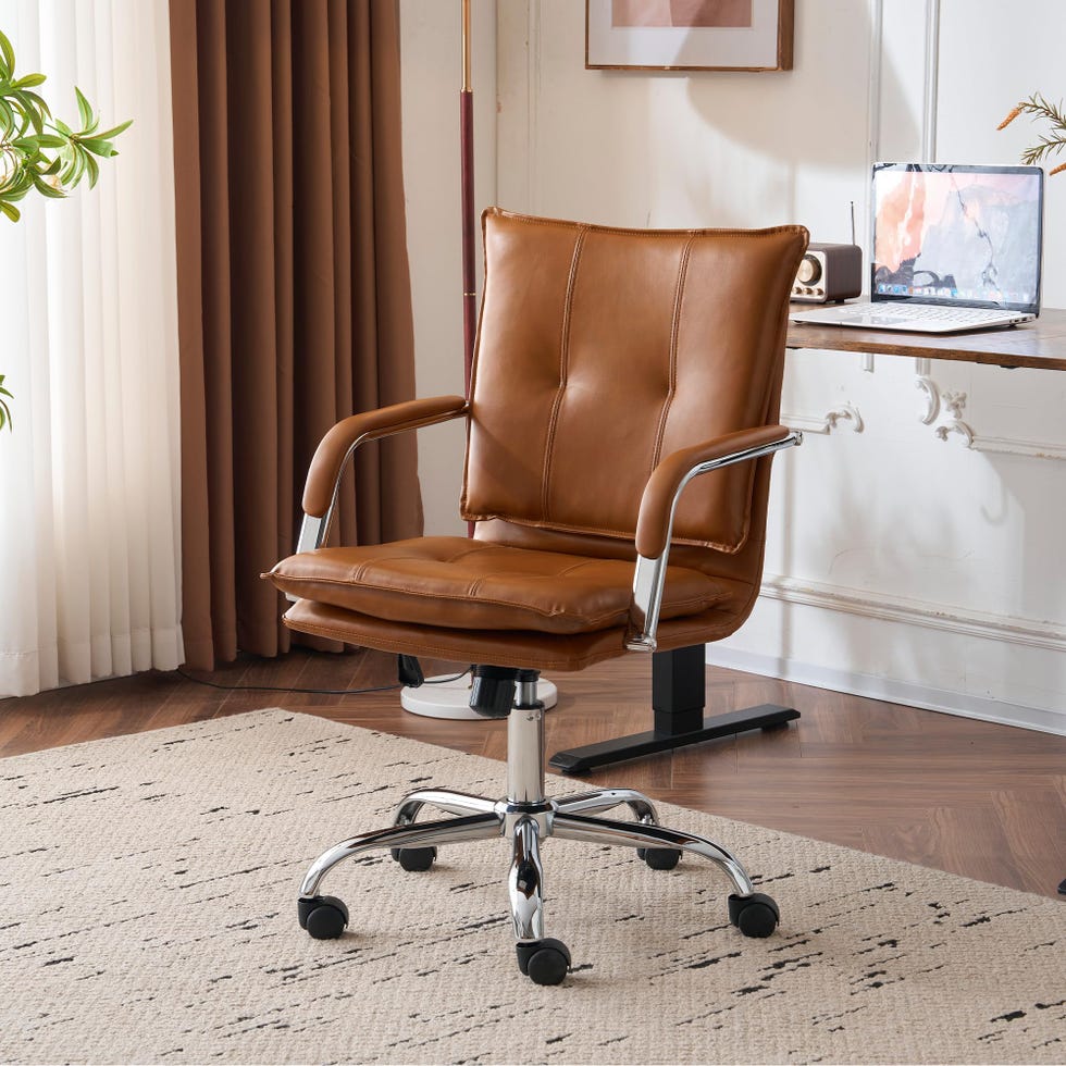 Ergonomic leather office chair