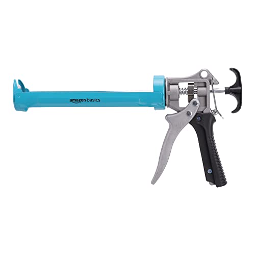 Amazon Basics Heavy Dastryant Caulking Gun - 310 ml (0.3 liters) - 12: 1 thrust ratio, aluminum handle with plastic support, blue/gray