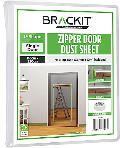 Brackit u Form zipper dust blades with pre -assembled 4m zip. 100 cm x 220 cm (1m x 2.2 m) with masking band 36 mm x 10 m