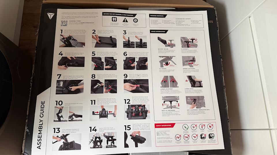 Several photos of parts of the Titan Evo chair.