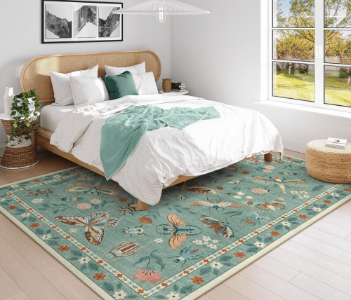Stylish bedroom with carpet