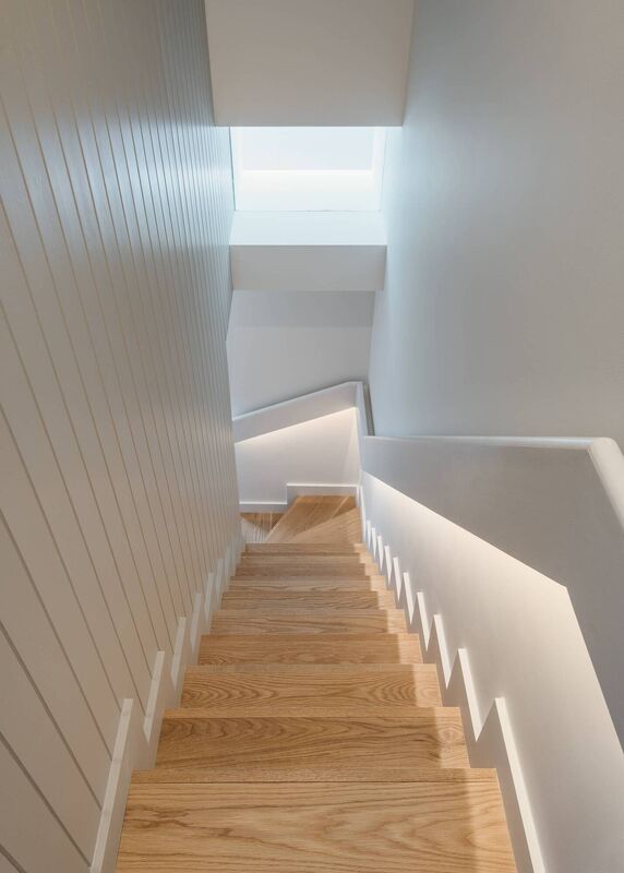 On the landing there is a linen cabinet on the top of the stairs. 