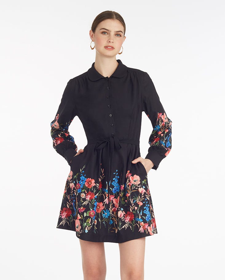 Ellie shirt dress in moon -lit flowers