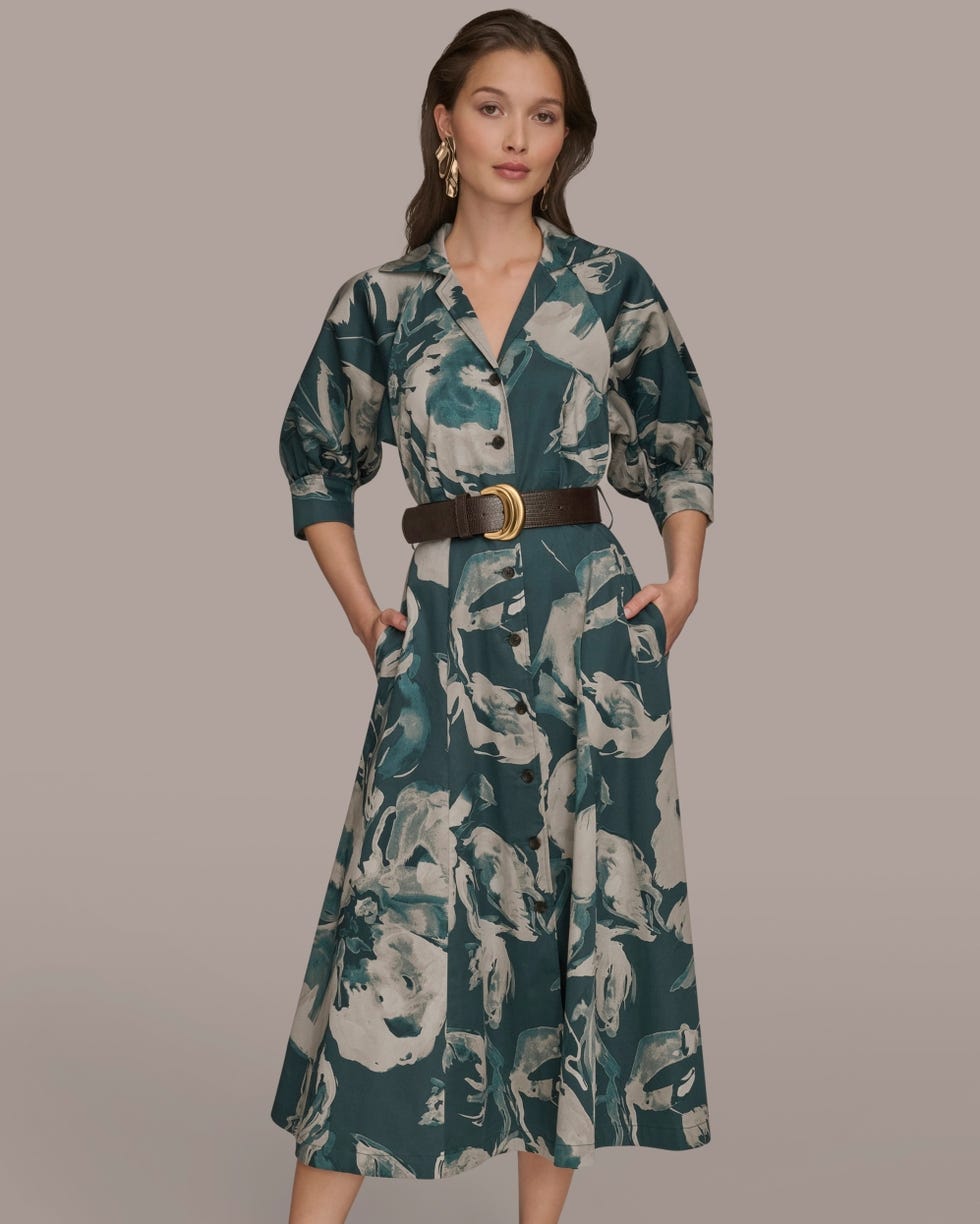 Donna Karan New York flower shirt dress