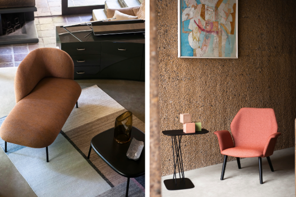 Bross presents autumn lounge chairs and armchairs in Bouclé and Tweed