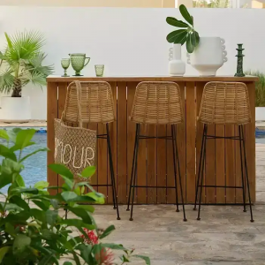 Boho Restaurant Decor with furniture in Bali style and café -accessories
