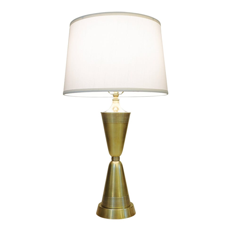 Art Deco Streamline Brass Clessidra Hourglas Table Lamp