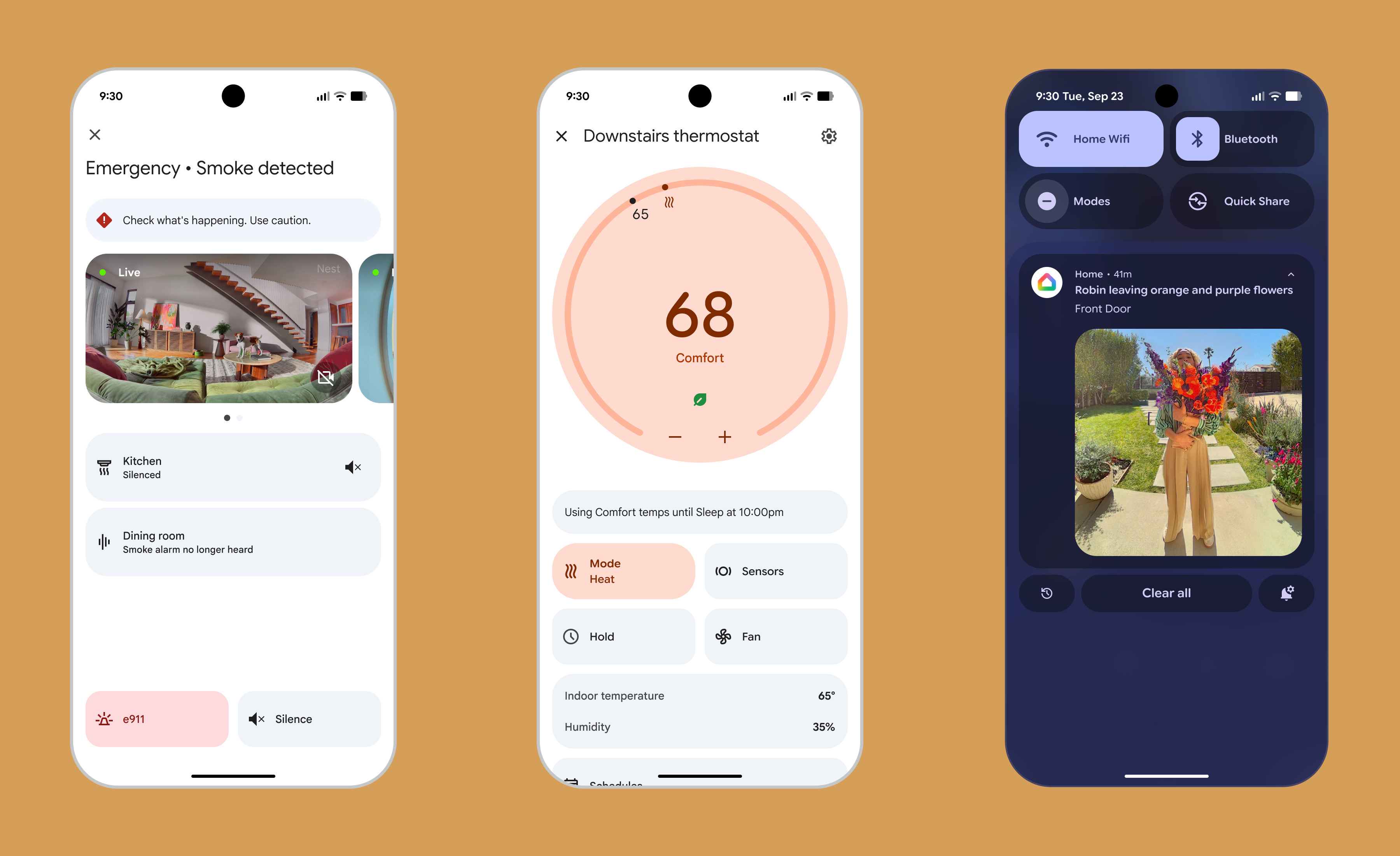 Control a nest thermostat and follow the activity inside and outside the house with Google Home