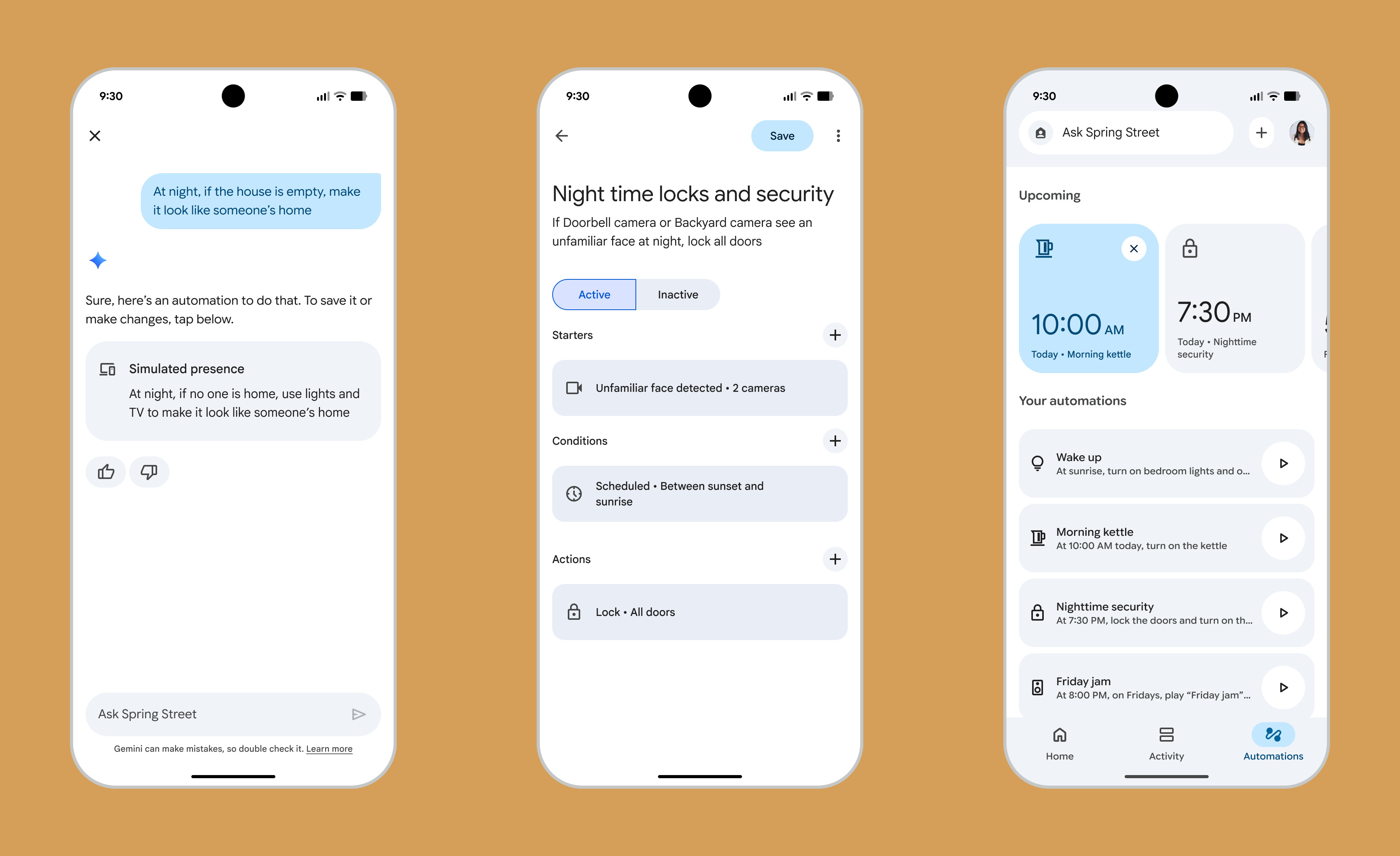 Creation of automation in the Google Home app
