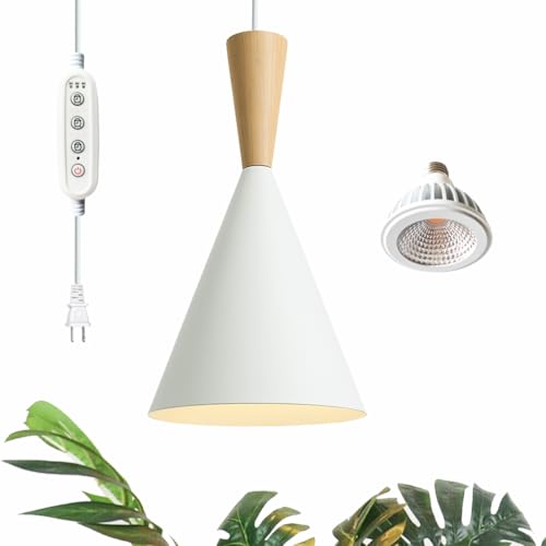 Valikiy Hanging Indoor Plant Grow Lights Full Spectrum with Timer and 15ft Power Cord 20W Hanging Plant Lights for Indoor Growing Large Tall Plants Garden Flowers Greenhouse (White)