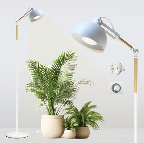 Valikiy LED Indoor Plant Grow Lamp, 20W Adjustable Floor Grow Lamp with Rotating Head, Foot Switch and LED Grow Lamp External Timer, Full Spectrum, Energy Efficient & 97+ Cri for Thriving, Lush Growth
