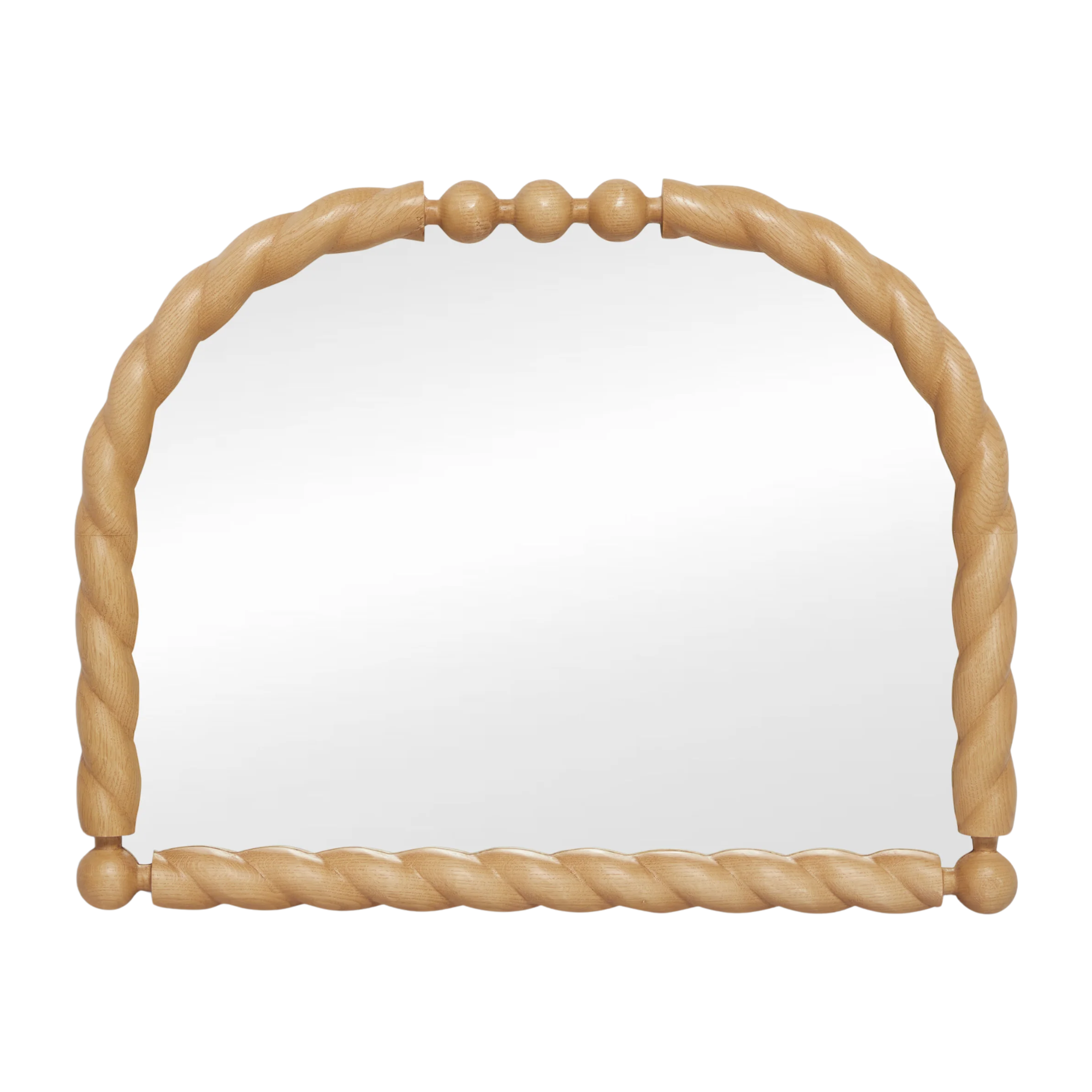 a mirror made of turned wood