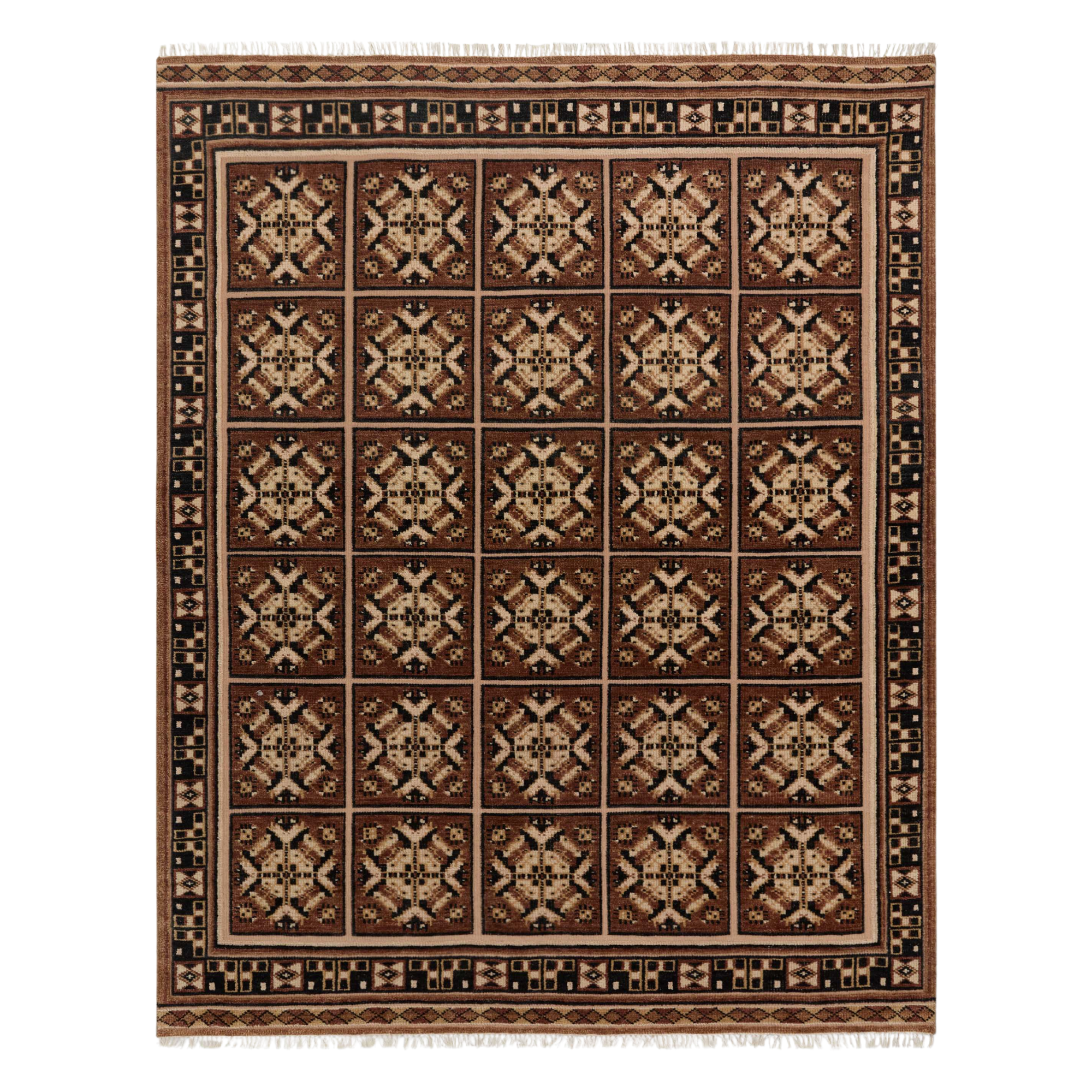 a large carpet with geometric motifs 