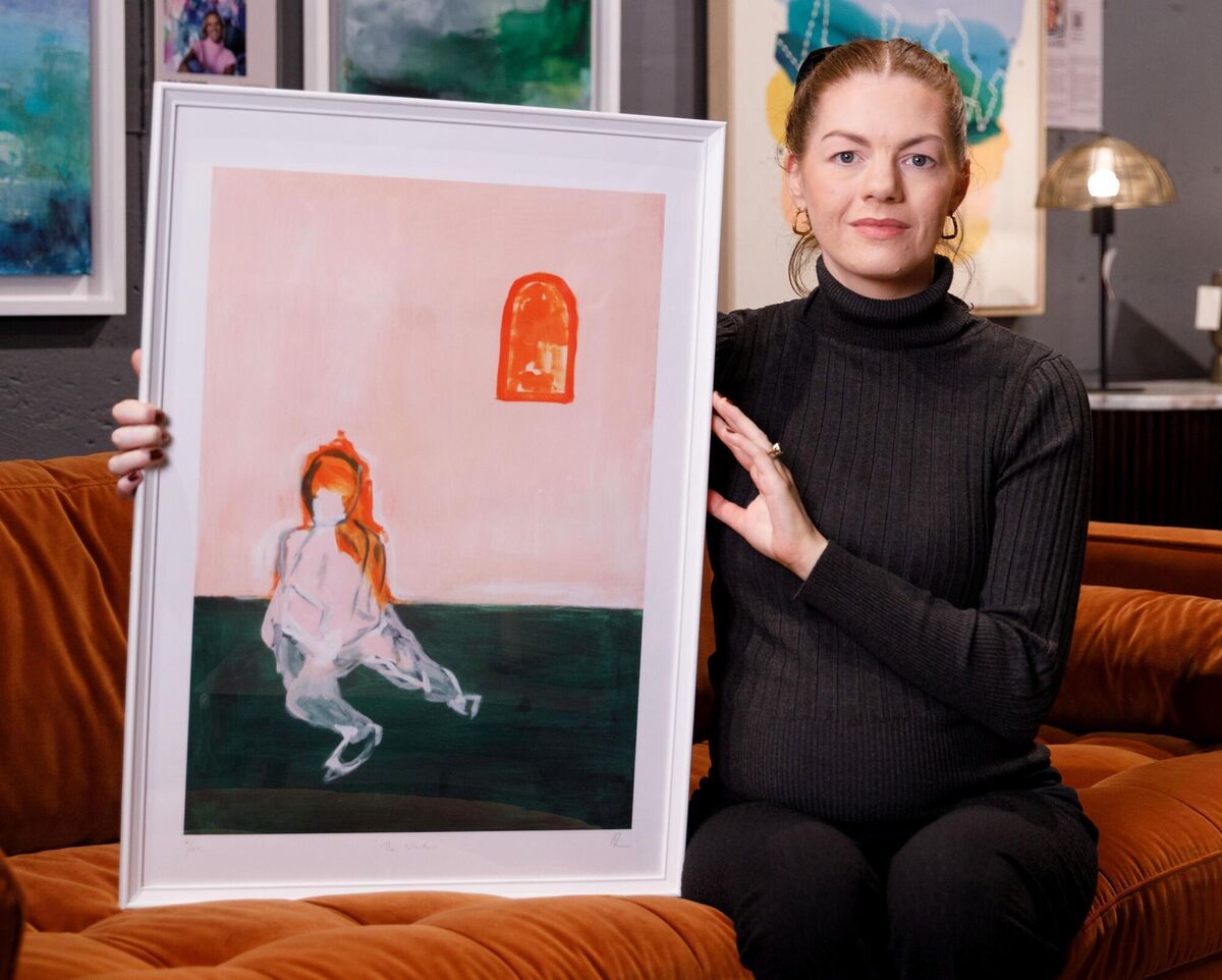     Visual artist Rachel Clarke's paintings feature silhouettes and a warm color palette.
